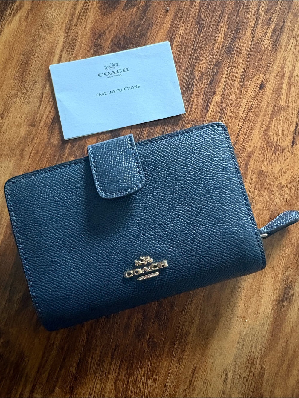 Coach Navy Blue Leather Corner Zip Wallet